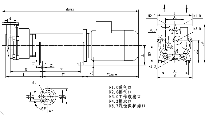 2BV6水環(huán)真空泵外形尺寸圖