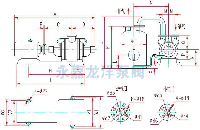 SZ系列水環式真空泵外形及安裝尺寸圖