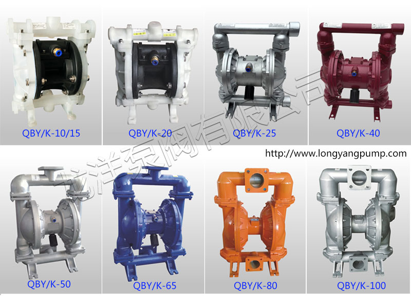 龍洋泵閥氣動隔膜泵各型號規格對照圖